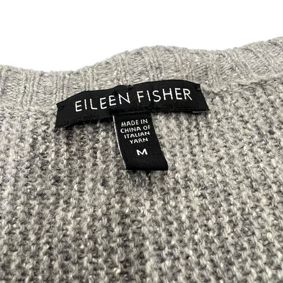 Eileen Fisher Silk Wool Blend Knit Short Sleeve Medium Tunic in Gray Sweater - Picture 2 of 12